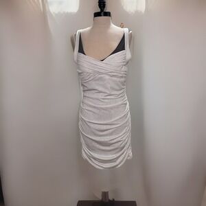 B Darlin Women's Junior's White Glitter Criss Cross Back  Dress Size 15/16